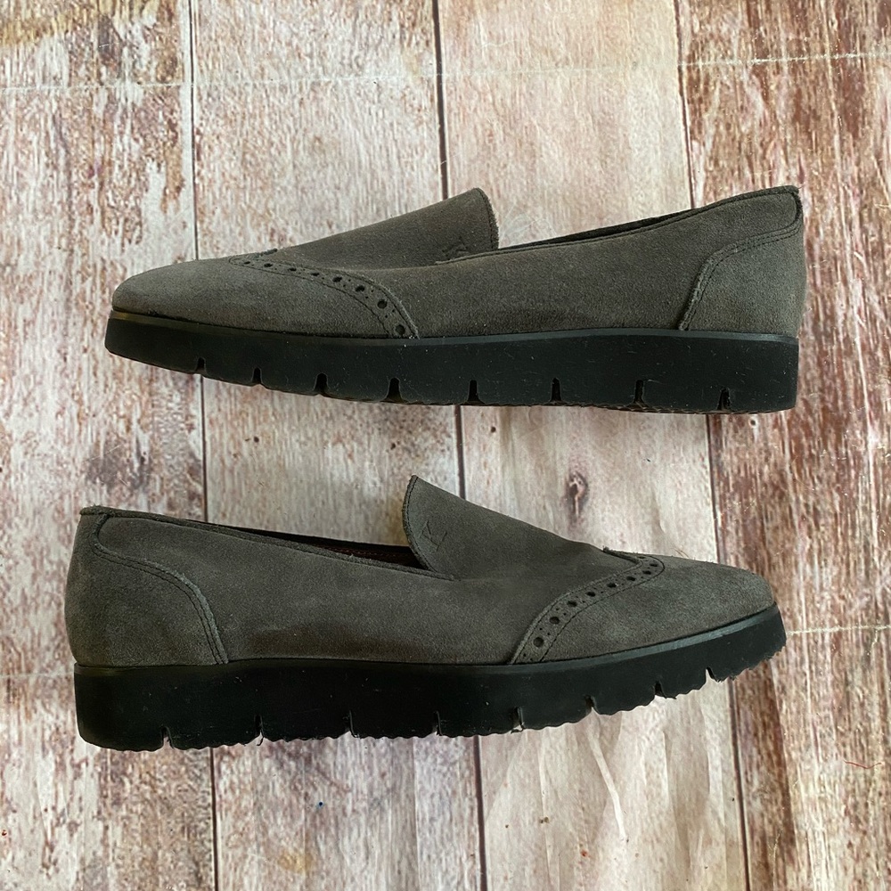 Kroll gray suede oxford loafer shoes size 39‎ 1/2